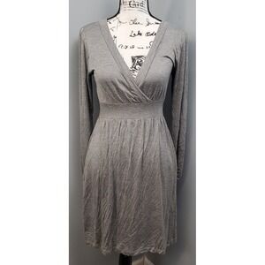 Kersh Essentials Wrap Dress Womens Small Gray Rayon Stretch Long Sleeve V-Neck‎